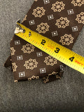 Vintage Clothing 70s Vintage Fat Poly 100% Dacron Polyester 3.75” Coco Brown & Gold Snowflake Diamond Pattern Necktie