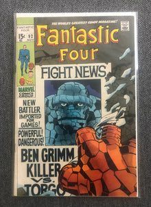 Vintage Comics Marvel’s Fantastic Four Number 92 November 1969 Bagged And Boarded Fantastic Cover Art