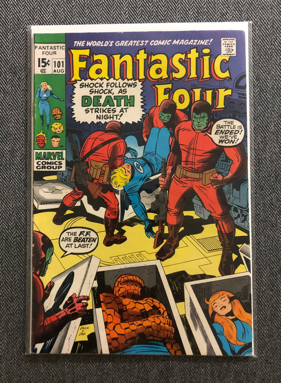 Vintage Comics Marvel’s Fantastic Four Number 101 August 1970 Bagged And Boarded Fantastic Cover Art