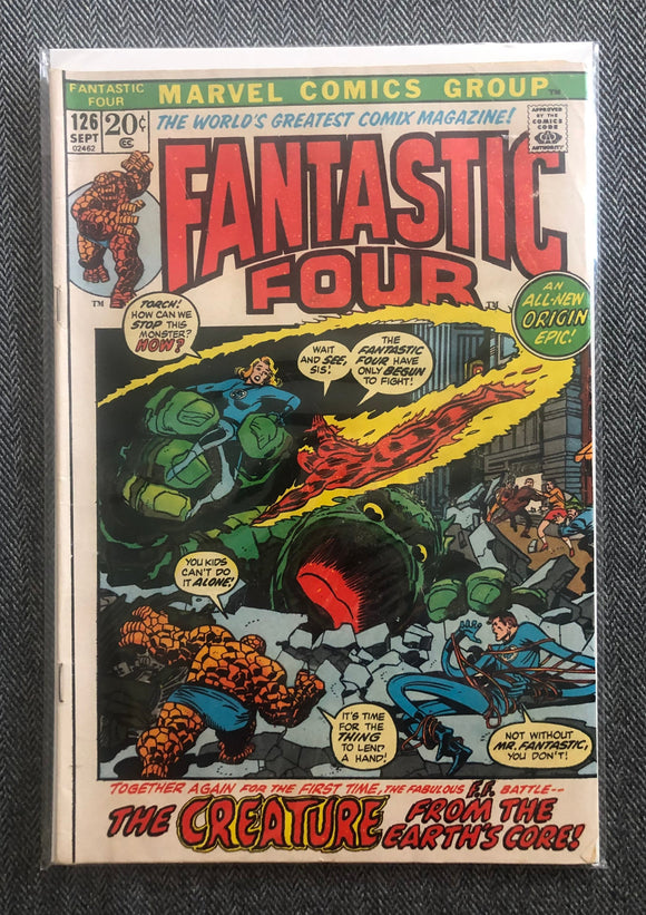 Vintage Comics Marvel’s Fantastic Four Number 126 September 1972 Bagged And Boarded Fantastic Cover Art