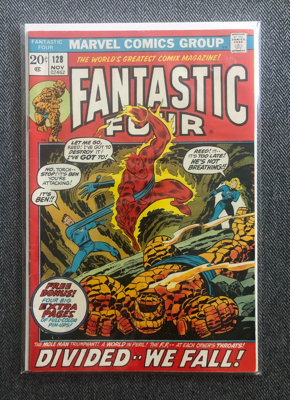 Vintage Comics Marvel’s Fantastic Four Number 128 November 1972 Bagged And Boarded Fantastic Cover Art