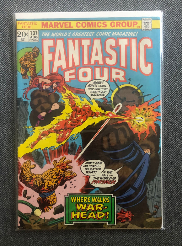 Vintage Comics Marvel’s Fantastic Four Number 137 August 1973 Bagged And Boarded Fantastic Cover Art