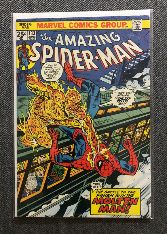 Vintage Comics Marvel’s The Amazing Spider-Man Number 133 June 1974 Bagged And Boarded Fantastic Cover Art Premium Comic