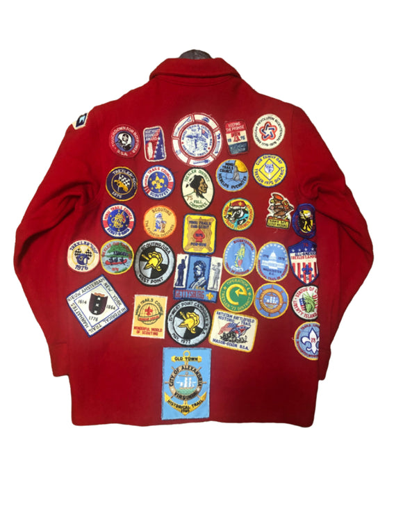 Vintage Clothing/Accessories - Fantastic 70’s Boy Scout Size M-L Red Wool Jacket With 37 Patches