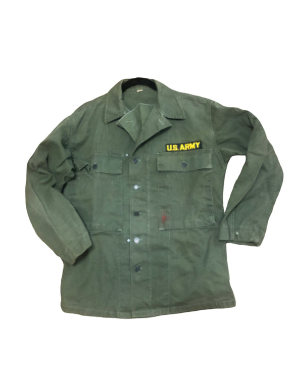 Vintage Military - Fantastic 1940s HBT Herringbone Twill US Army 13 Star Buttons Size 38 Regular Uniform Top