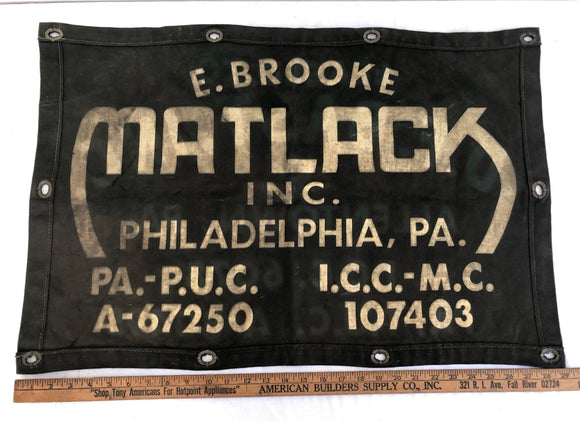 Vintage Home Decor - Advertising Banner Double Sided Oil Cloth Canvas “E. Brooke Matlack, Inc. Philadelphia