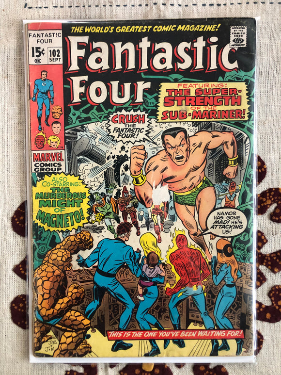 Vintage Comics - Marvel’s Fantastic Four Number 102 September 1970 Bagged And Boarded Fantastic Cover Art