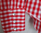 Vintage Clothing/Accessories - Men’s Pearl Snap Red Gingham Palaka Long Sleeved Western Shirt Medium H Bar C Ranchwear Made In USA
