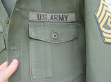 Vintage Military - 1960s 70s Vietnam War Era OG-107 Santeen Olive Green Army Field Uniform Top Large-XL