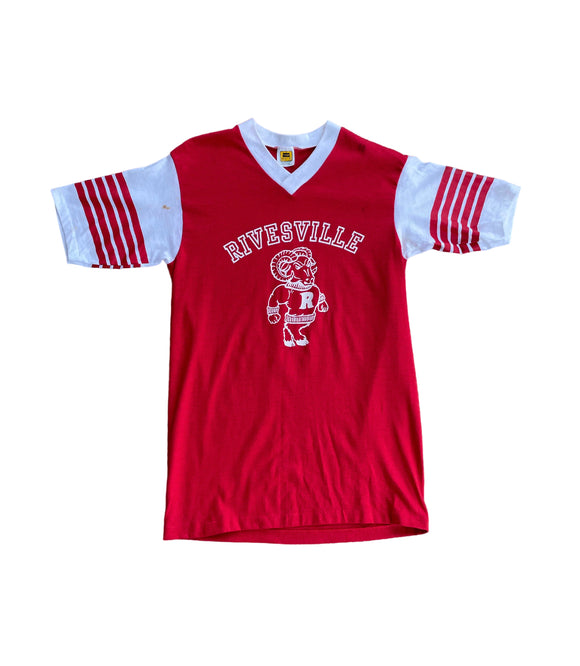 Vintage Clothing & Accessories - 1970s Rivesville School Jersey on a Velva Sheen Tag Made in Cincinnati, Ohio USA 50/50 Size Small