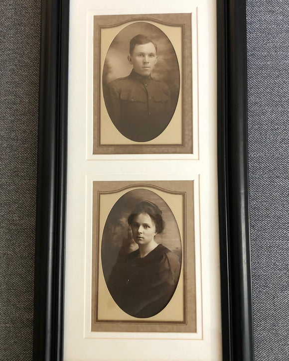 Art & Photography - Fantastic Original One Of A Kind Double Photo WW1 Soldier & Wife Triple Matted.
