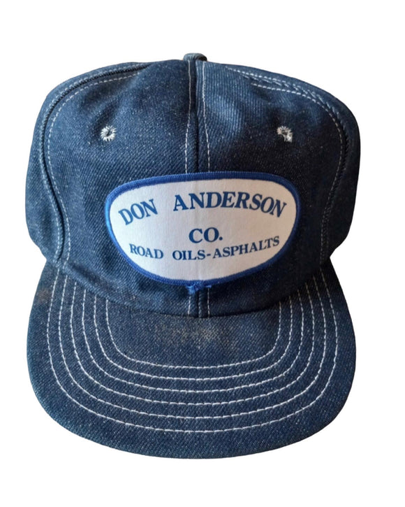 Vintage Clothing/Accessories - 70s Don Anderson Co. Road Oils-Asphalts, Denim Truckers Snap Back Cap, Made In USA 🇺🇸