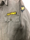 Vintage Military - Fantastic 1940s HBT Herringbone Twill US Army Plastic Buttons Size 38 Regular Uniform Top