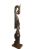 Art & Photography - Original Hand Carved 1960s Australian Aboriginal Wooden Figures Parrot & Woman 25 Inches