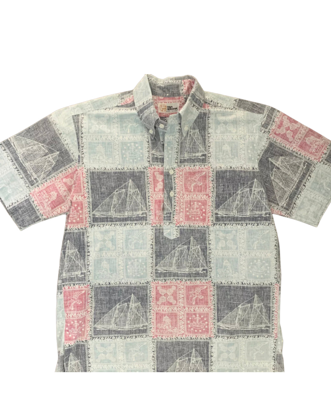 Vintage 80s 90s Reyn Spooner Fish Print Cotton Shirt sz M