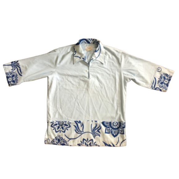 The Cabana - 1960’s Fantastic Aloha Hawaiian Half Sleeve Top Label Kimo’s Polynesian Shop Large
