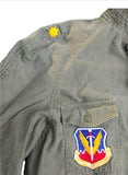 Vintage Military - Vietnam War Era US Air Force Sateen 9 OZ OG 107 Military Field Jacket Large Long 1962 With Major Rank Wings Unit Patch