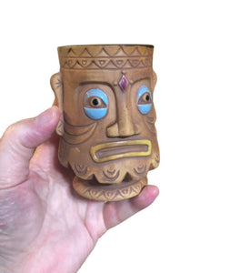 Vintage Home Decor Tiki Mug Great Design 4” Tall Fantastic Condition Painted Features
