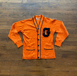 Vintage Clothing/Accessories - 1950s Red Fox Brand Nylon Letterman Sweater Varsity Orange “G” Size Medium