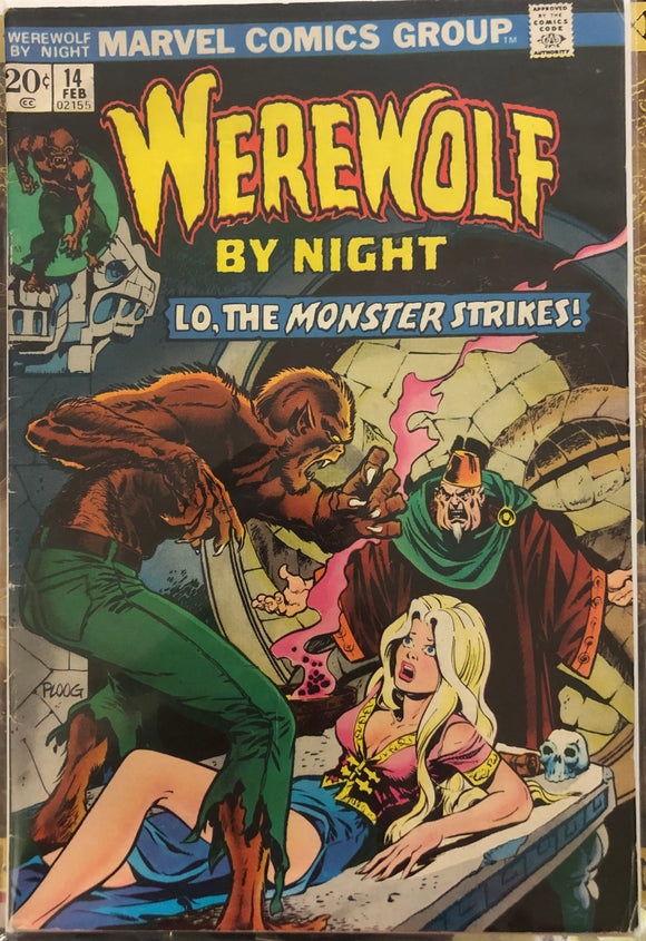 Vintage Comics - Marvel’s Werewolf By Night Number 14 February 1974 Bagged And Boarded Fantastic Cover Art