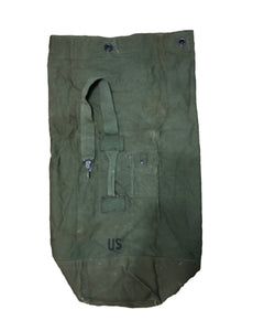 Vintage Military - US Military Issue 60s 70s Era Heavy Cotton Duck OD Green Canvas Duffel Bag