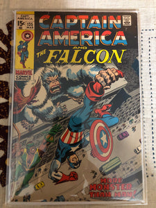 Vintage Comics - Marvel’s Captain America & Falcon Number 135 March 1971 Bagged And Boarded Fantastic Cover Art
