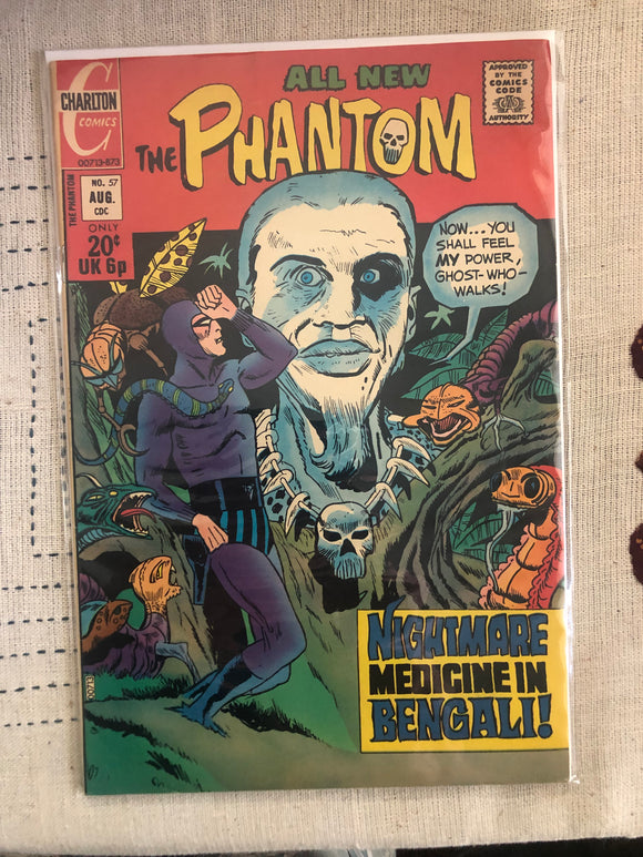 Vintage Comics - Charlton Comics The Phantom Number 57 August 1973 Bagged And Boarded Fantastic Cover Art