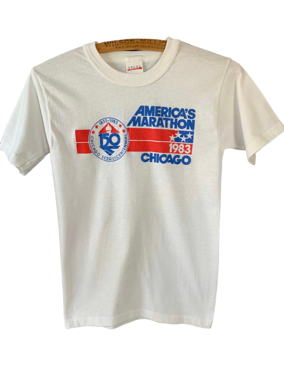 Vintage Clothing - 1983 Chicago America’s Marathon Excel Sportswear Size Small 2 Sided Made In USA