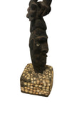 Art & Photography - Papua New Guinea Figure Totem 23” Tall Winged Faces Cowrie Shells Natural Fiber Hair Original Paint Great Patina