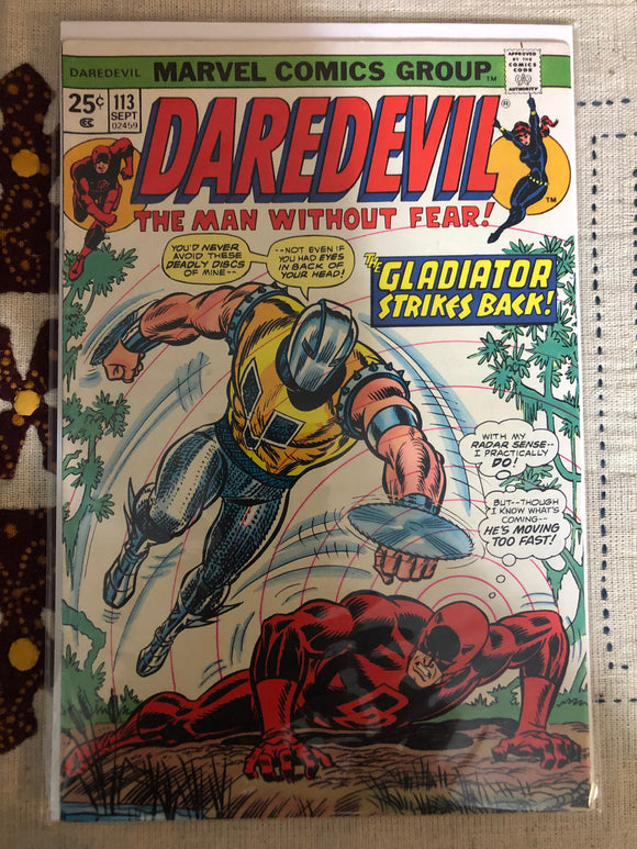 Vintage Comics - Marvel’s Daredevil Number 113 September 1974 Bagged And Boarded Fantastic Cover Art 1st Appearance Death-Stalker
