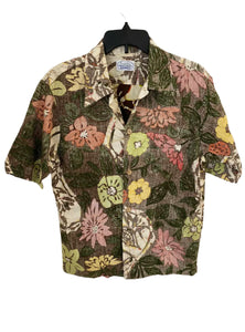 The Cabana - Men's “Surf Line Hawaii”Tropical Floral Design "Reverse Print Inside Out" Hawaiian Aloha Shirt Vintage 1970s