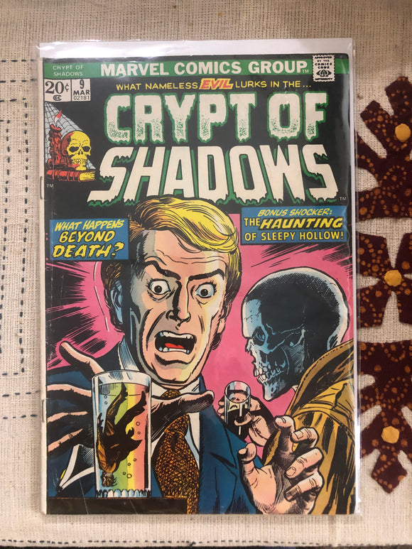 Vintage Comics - Marvel’s Crypt Of Shadows Number 9 March 1974 Bagged And Boarded Fantastic Cover Art