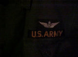 Vintage Military - US Army Sateen Utility Shirt Vietnam OG 107 1st Aviation Brigade Combat Patch & 2nd Infantry Division Patch Spec 5 Rank