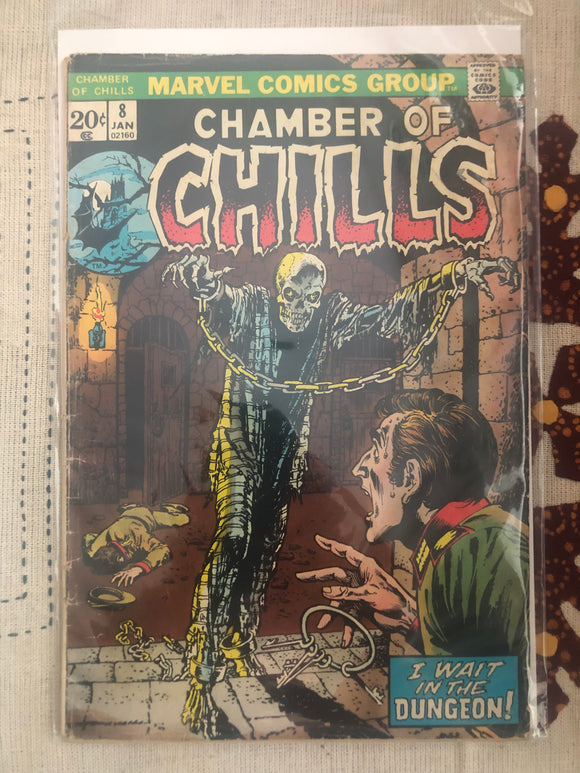 Vintage Comics - Marvel’s Chamber Of Chills Number 8 January 1974 Bagged And Boarded Fantastic Cover Art Mark Jewelers Insert Variant