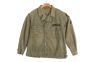 Vintage Military Historic HBT 13 Star Buttons Herringbone Twill Pacific Theater Early WW2 Uniform Top With Patches!