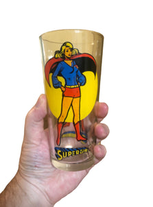 Pop Culture - Vintage 1976 DC Comics Pepsi Glass Super Girl Super Hero Moon Series 6.5”