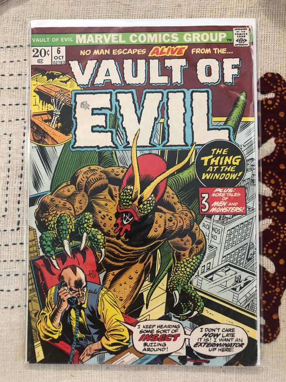 Vintage Comics - Marvel’s Vault Of Evil Number 6 October 1973 Bagged And Boarded Fantastic Cover Art Mark Jewelers Insert Variant