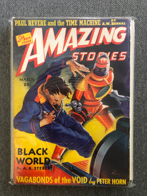 Vintage Comics - Pulp Fiction Soft Cover Book, “Amazing Stories”March 1940 Vol 14 Number 3 Fantastic Cover Art Experimenter