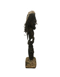 Art & Photography - Papua New Guinea Figure Totem 23” Tall Winged Faces Cowrie Shells Natural Fiber Hair Original Paint Great Patina