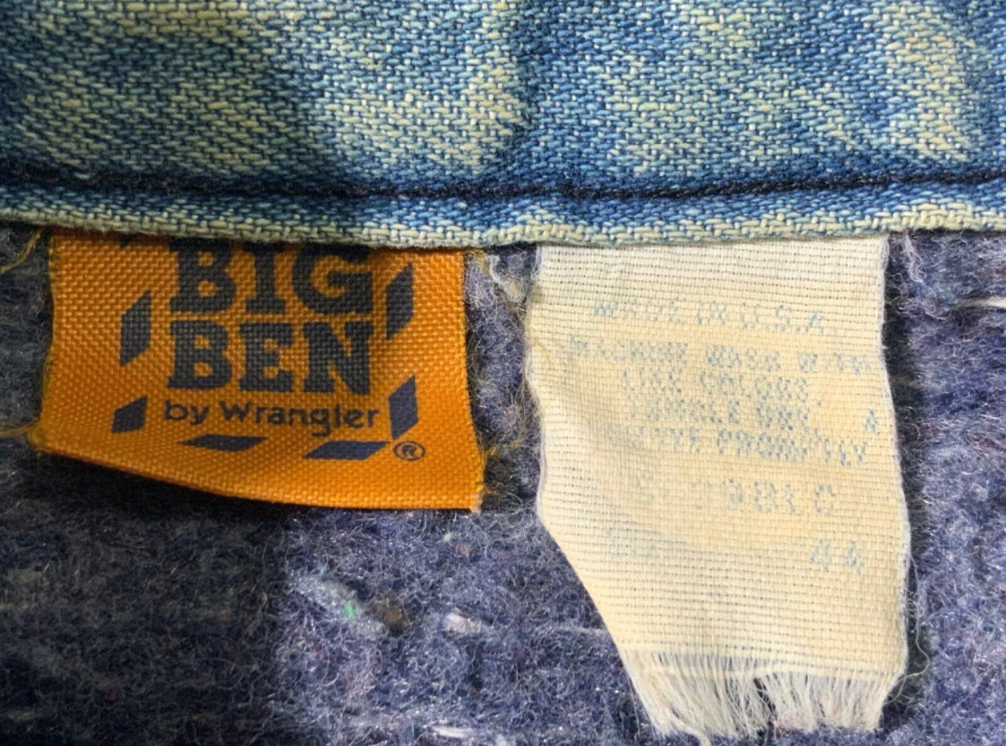 Vintage 70's Big Ben Wrangler Made In USA Distressed Faded Worn
